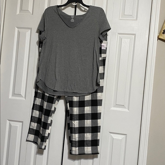 Jennifer Lauren Other - Plaid flannel & gray cotton casual lounge pajama sleep pants & shirt top size 2X